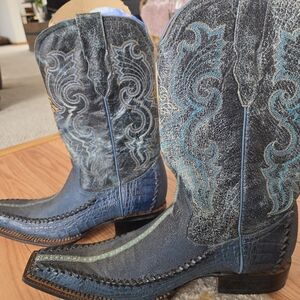 Vintage JAR Blue Embroidered Western Cowboy Boots